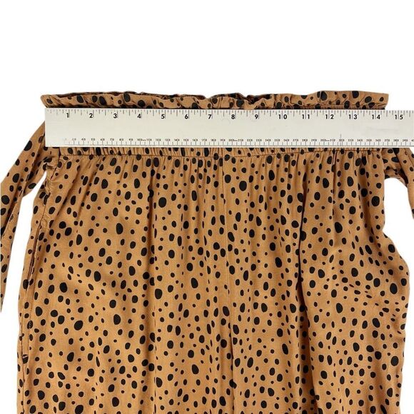 Abercrombie Tan Black Polka Dot Wide Leg Pants Tie Waist Size Medium - Picture 4 of 7